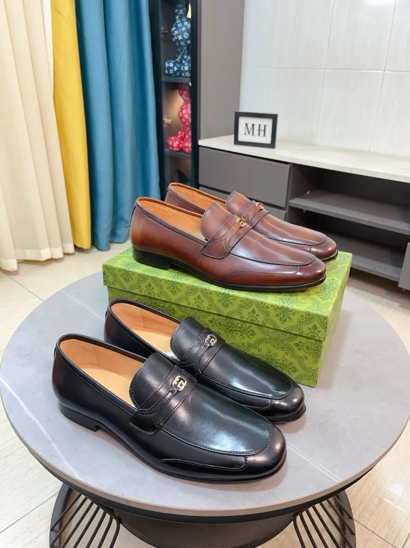 Men's shoes 💰500🌹🌹【GUCCI】The most popular classic Gucci leather shoes. Synchronized with the official website, the upper is made of Italian first-layer cowhide ➕cowhide lining, with unique brand and unique craftsmanship. Highlighting the hot style of the new year. Stop hesitating, stop wandering, get it now. Number: 38--44